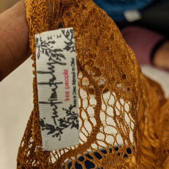 Free People Lace Trim Tank Top in Mustard - Picture 3 of 3